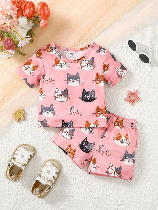 Cartoon Graphic Tee & Shorts